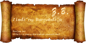 Zimány Barnabás névjegykártya