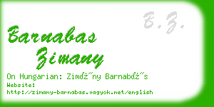 barnabas zimany business card